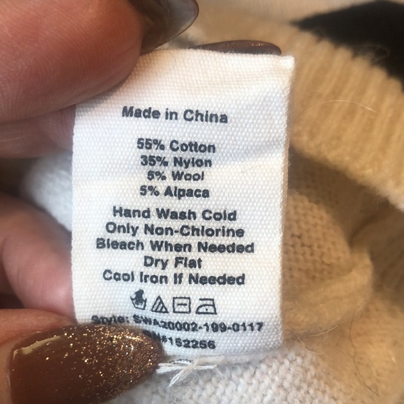 Avec Les Filles black and white block sweater harlequin cotton and wool L - Picture 7 of 8